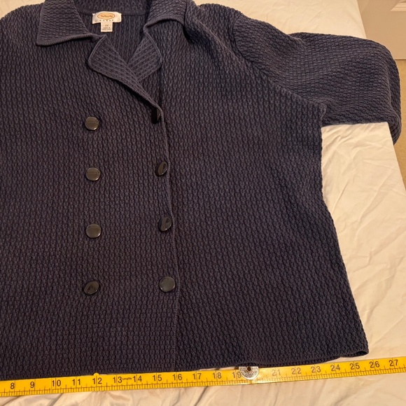 Talbots Woman 2X Navy Waffle Knit Snap-Front Cardigan Jacket - Picture 4 of 11